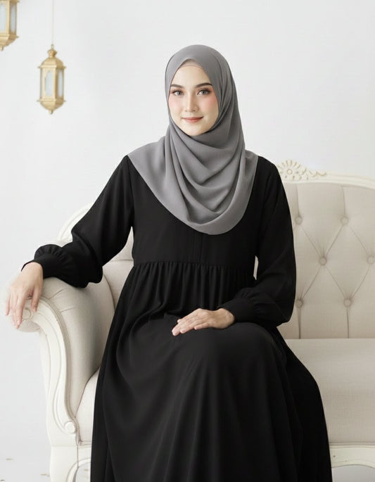 Turkish Style Pleated Abaya with Concealed Zipper