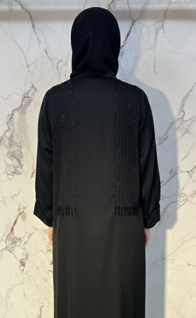 Noor Elegance Marble Fabric Black Burqa