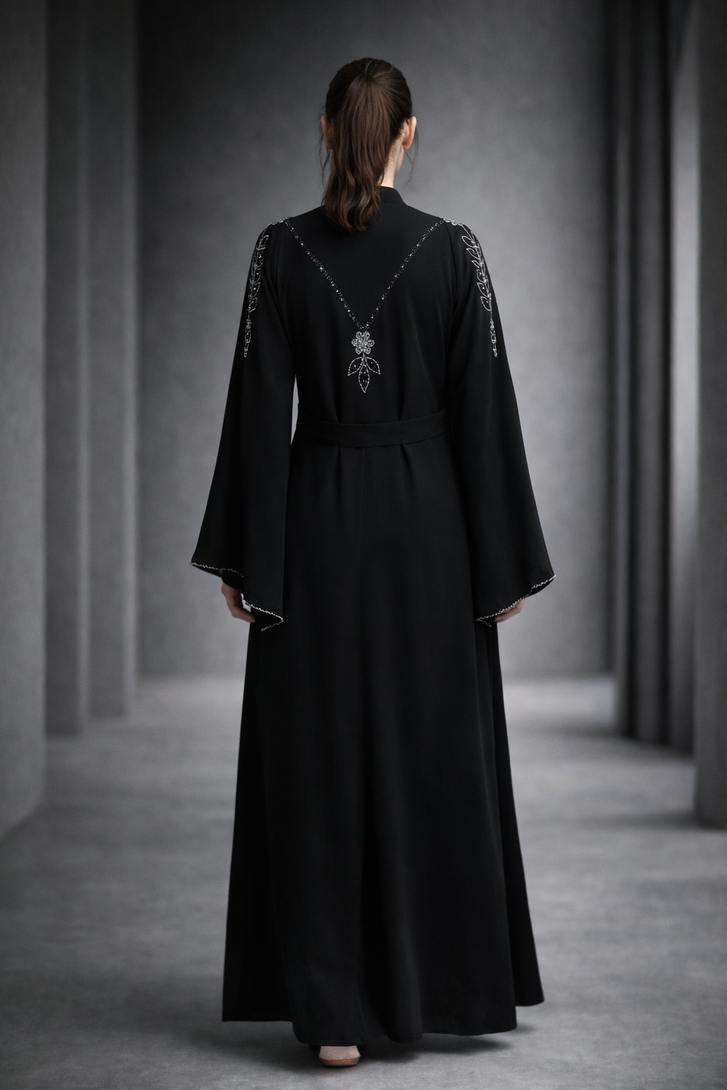 Celestine Embroidered Abaya with Black Dupatta
