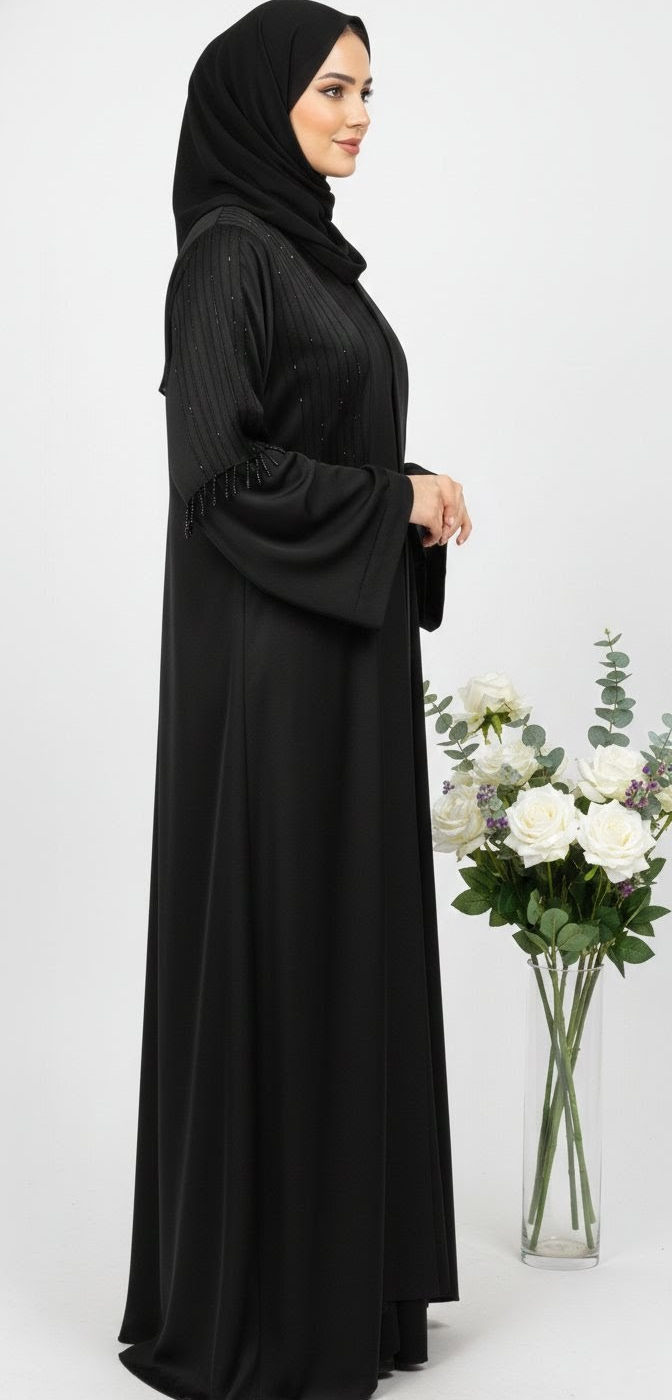 Noor Elegance Marble Fabric Black Burqa