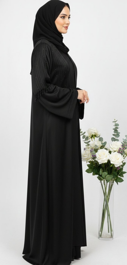 Noor Elegance Marble Fabric Black Burqa