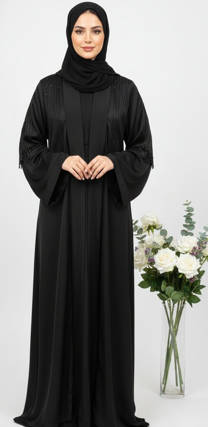 Noor Elegance Marble Fabric Black Burqa