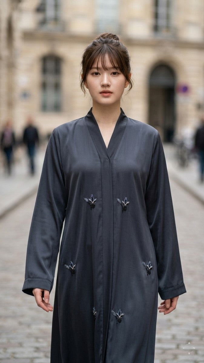 Midnight Ember Abaya with Dupatta