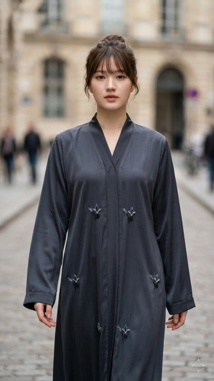 Midnight Ember Abaya with Dupatta