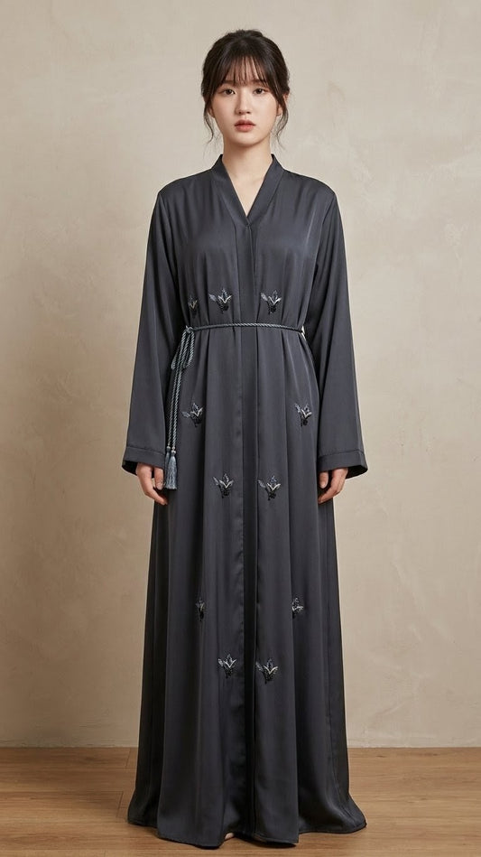 Midnight Ember Abaya with Dupatta