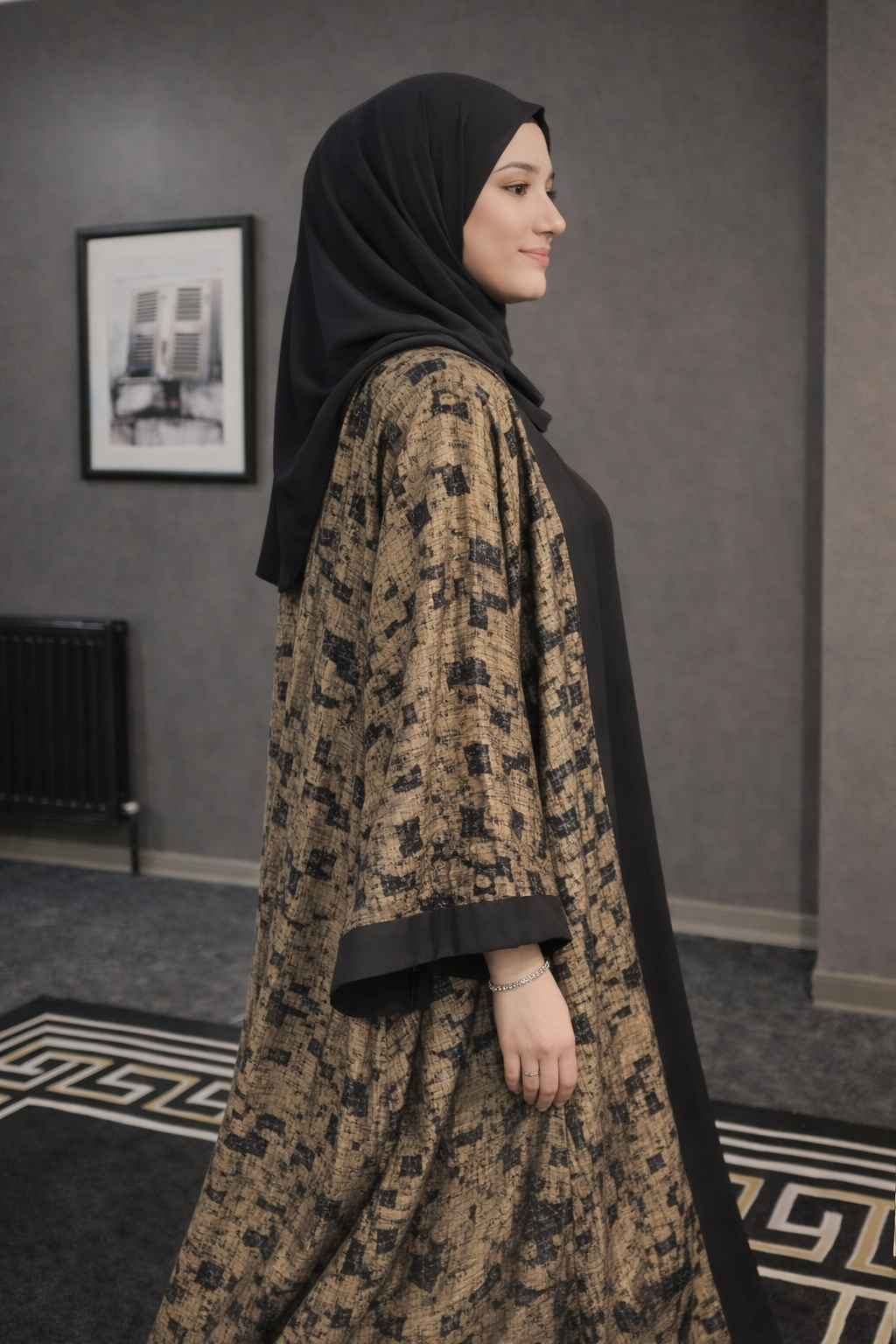 Aurelia Abaya – Dubai Fabric Abaya Set with Black Inner, Dupatta & Waist Belt