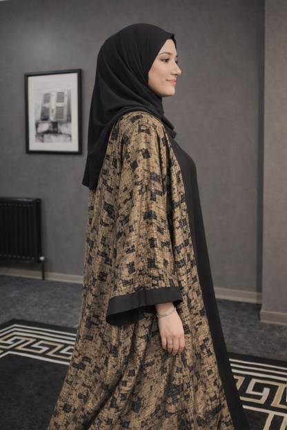 Aurelia Abaya – Dubai Fabric Abaya Set with Black Inner, Dupatta & Waist Belt