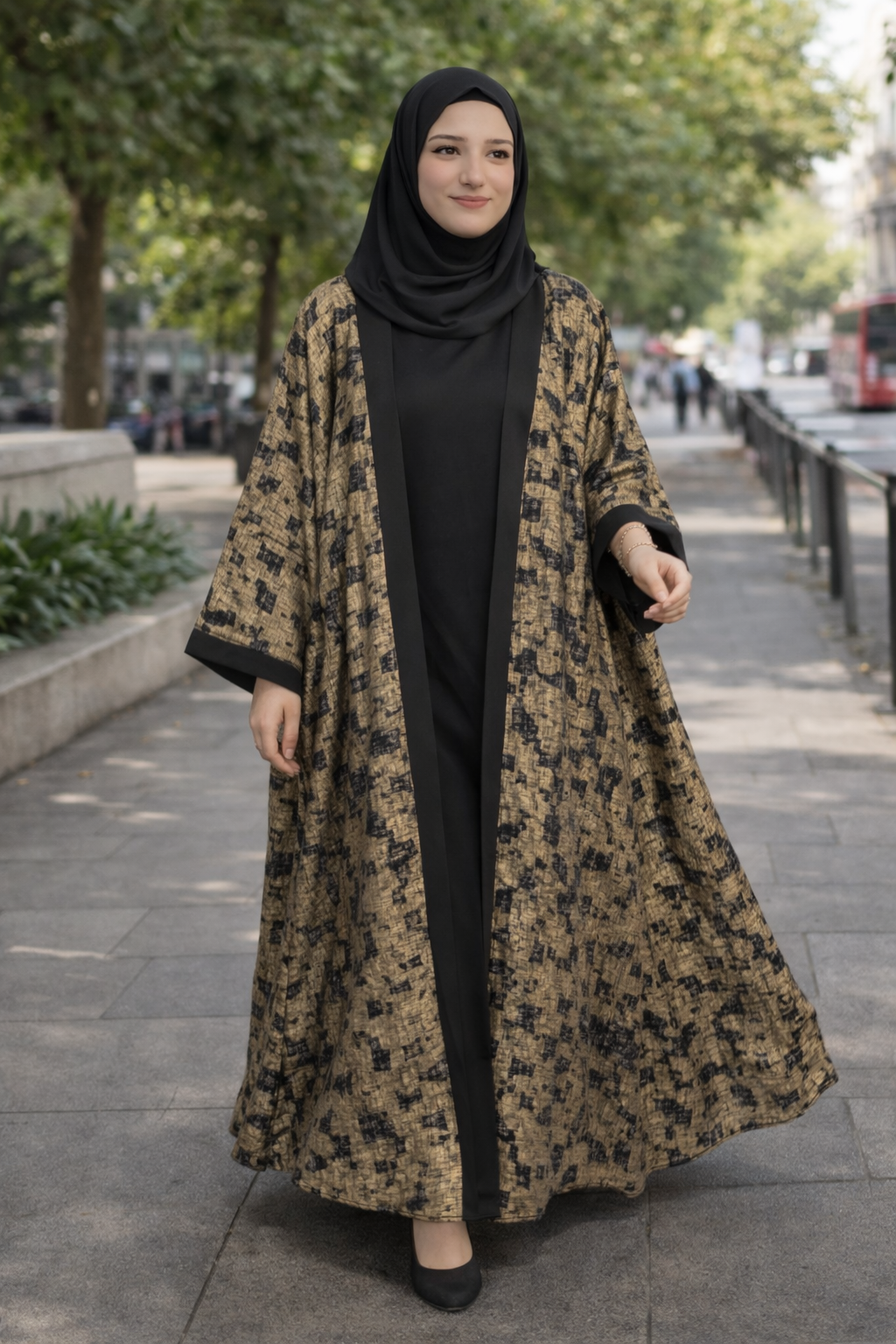 Aurelia Abaya – Dubai Fabric Abaya Set with Black Inner, Dupatta & Waist Belt