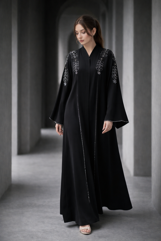 Celestine Embroidered Abaya with Black Dupatta