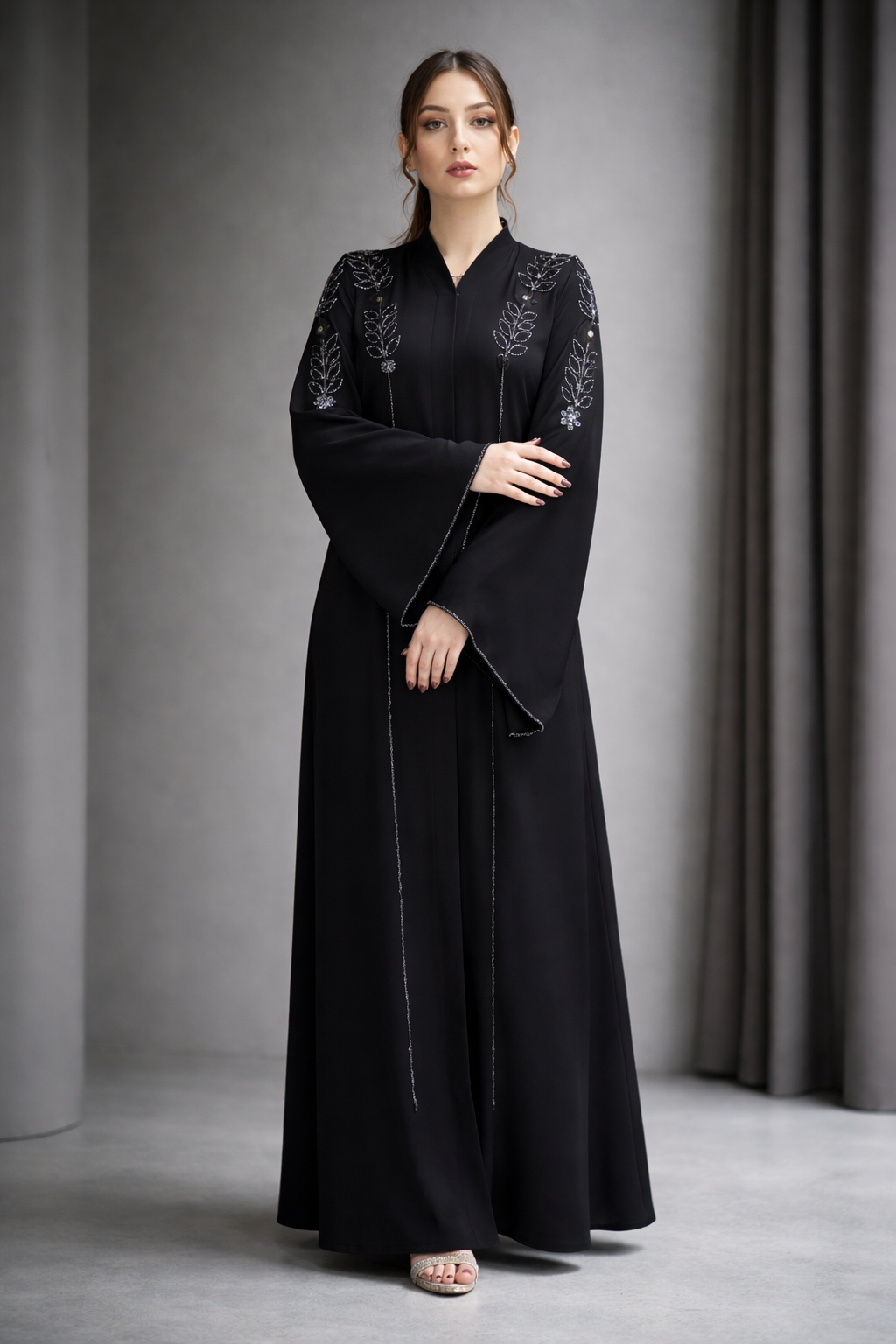 Celestine Embroidered Abaya with Black Dupatta