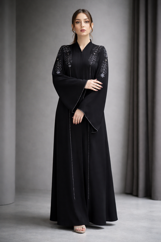 Celestine Embroidered Abaya with Black Dupatta