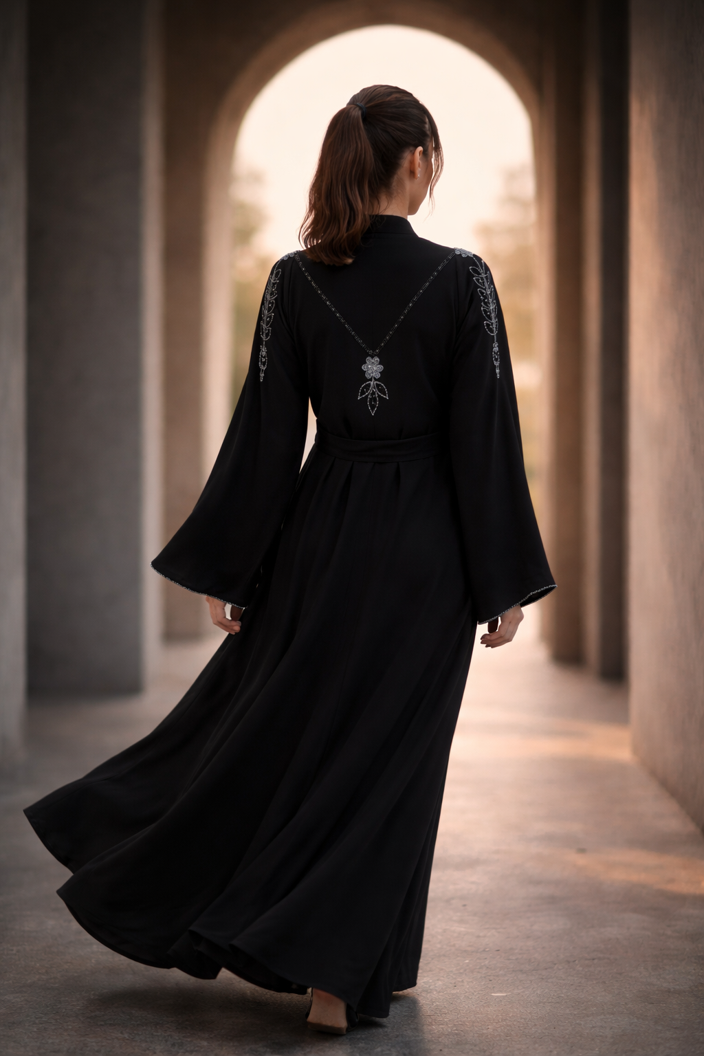 Celestine Embroidered Abaya with Black Dupatta