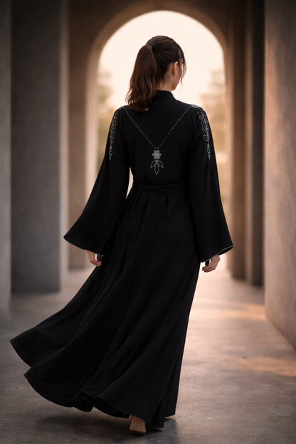 Celestine Embroidered Abaya with Black Dupatta